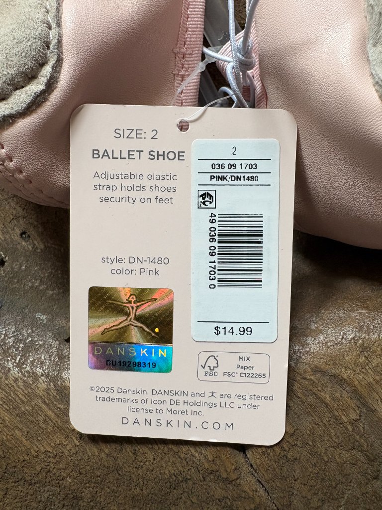 Danskin Freestye Pink Leather Kids Ballet Shoes Size 2 Nwt — image 3 of 4